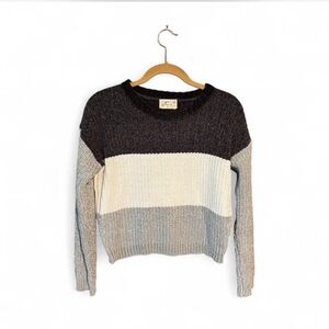 Poof Apparel! Black and Cream Crew Neck Sweater